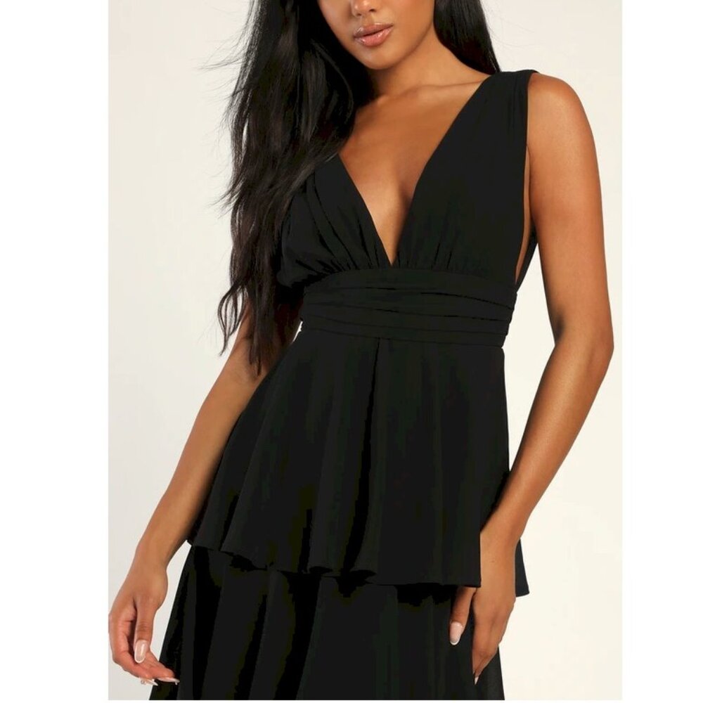Lulu's Black Tiered Maxi Dress - Picture 5 of 11